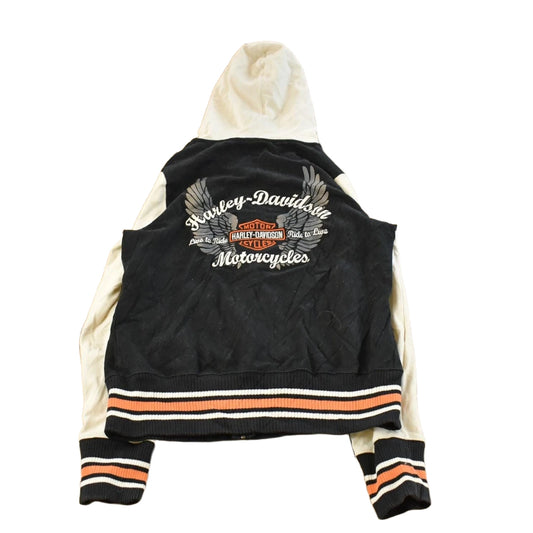 Vintage 2000s Harley Davidson Embroidered Full Zip Hoodie Sweatshirt Women's Medium