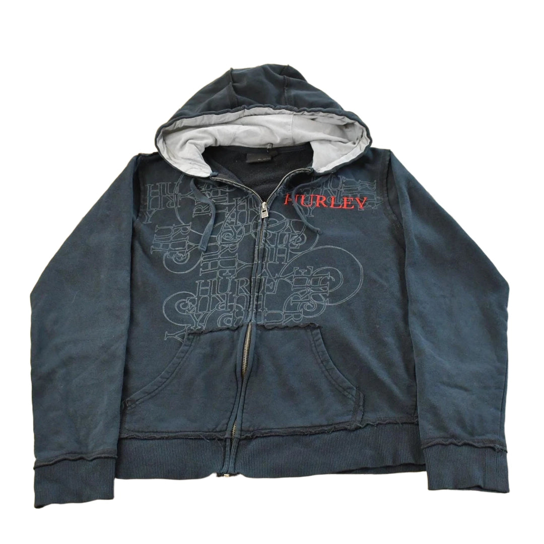 Vintage Y2K Hurley Embroidered Full Zip Hoodie Sweatshirt Men's S