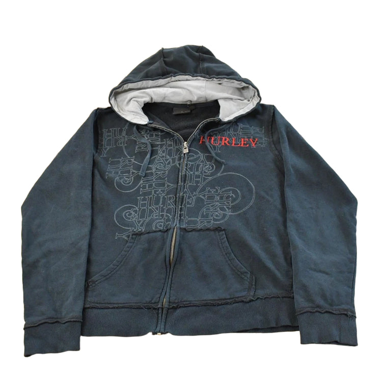Vintage Y2K Hurley Embroidered Full Zip Hoodie Sweatshirt Men's S