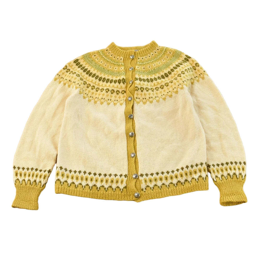 Vintage 1980s Sundt Hand Knit Wool Cardigan Sweater Women's M