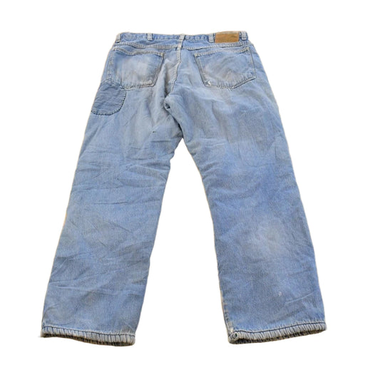 Vintage 1980s Wrangler Fleece Lined Patchwork Denim Jeans Men's 32 x 27