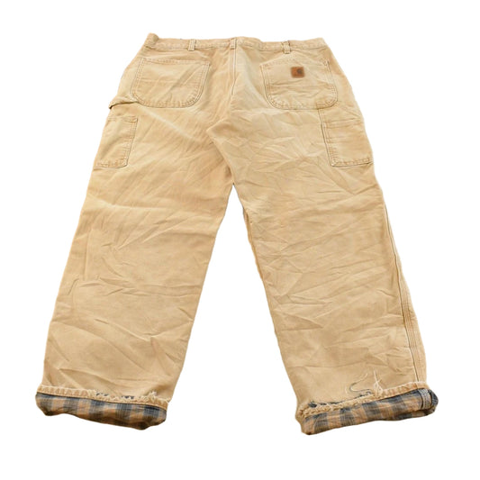 Vintage 2000s Carhartt Flannel Lined Canvas Work Pants Men's 37 x 31