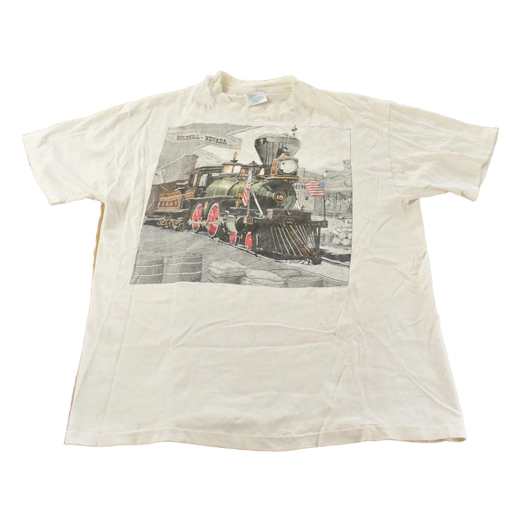 Vintage 1990s Steam Engine Train Souvenir Single Stitch Graphic Print T-Shirt Men's L