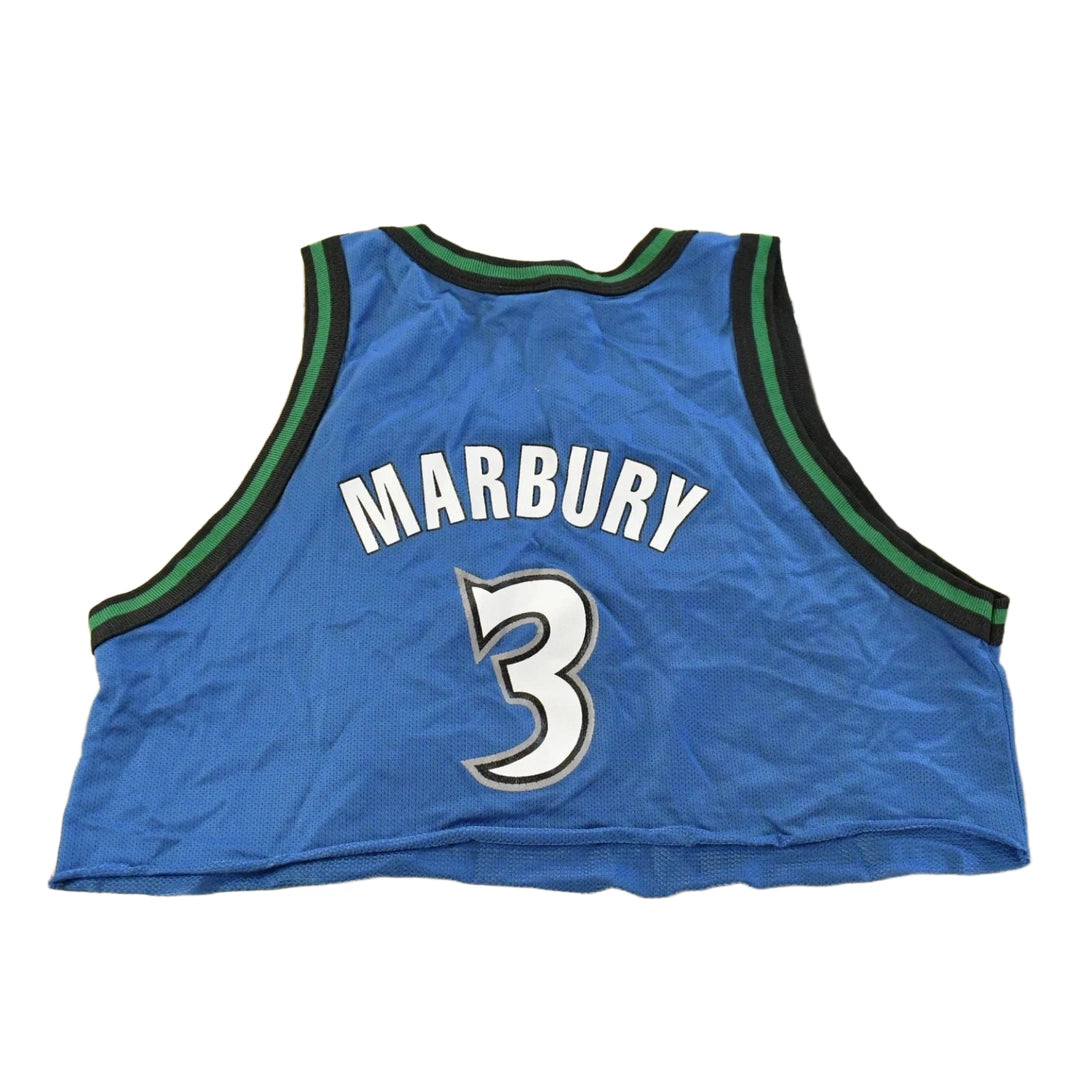 Vintage 1990s Minnesota Timberwolves NBA Stephon Marbury Cropped Basketball Jersey Women's M