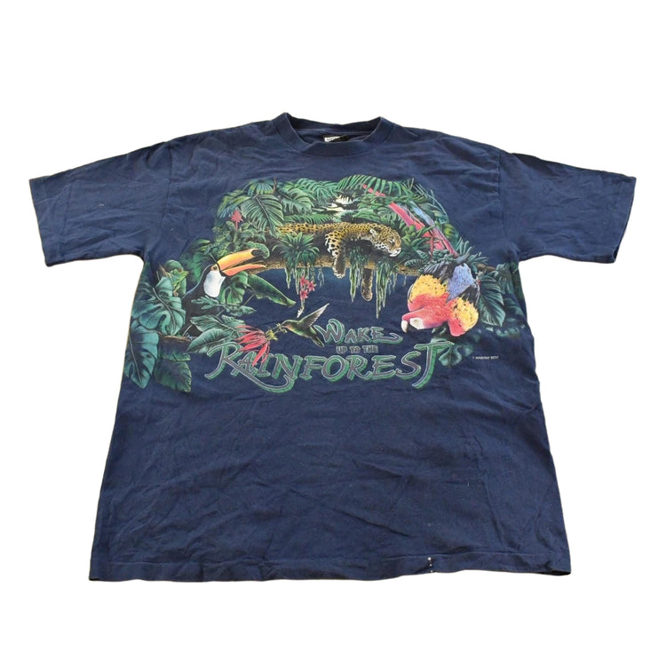 Vintage 1990s Wake Up To The Rainforest Graphic T-Shirt Men's Large