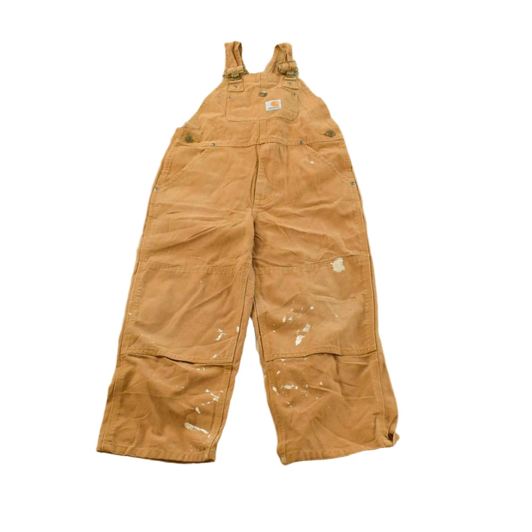Vintage 2000s Carhartt Beige Double Knee Canvas Overalls Youth Size 6