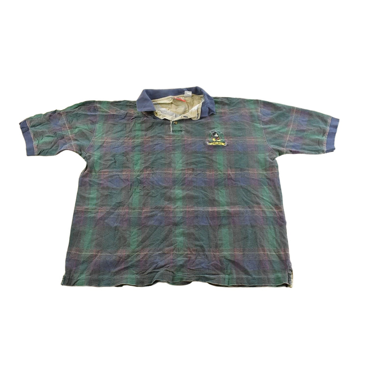 Vintage 1990s Mickey Inc Mickey Mouse Plaid Polo Shirt Men's 2XL