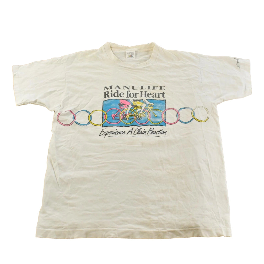 Vintage 1990s Ride for Heart Cycling Souvenir Travel T-Shirt Men's XL