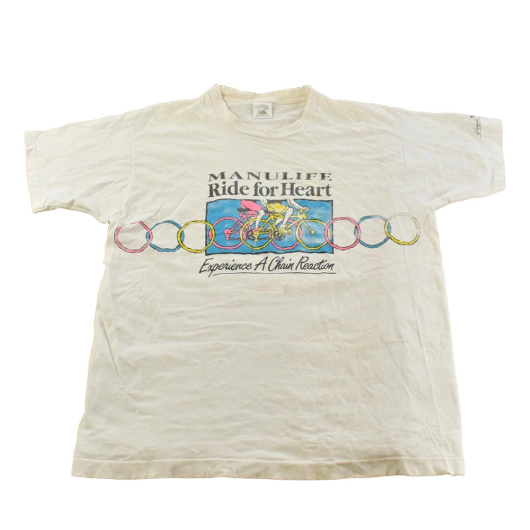 Vintage 1990s Ride for Heart Cycling Souvenir Travel T-Shirt Men's XL