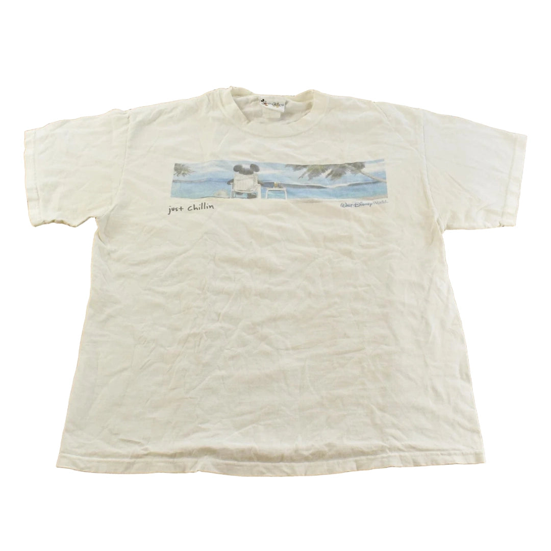 Vintage 2000s Walt Disney World Just Chillin Beach Promo T-Shirt Men's L