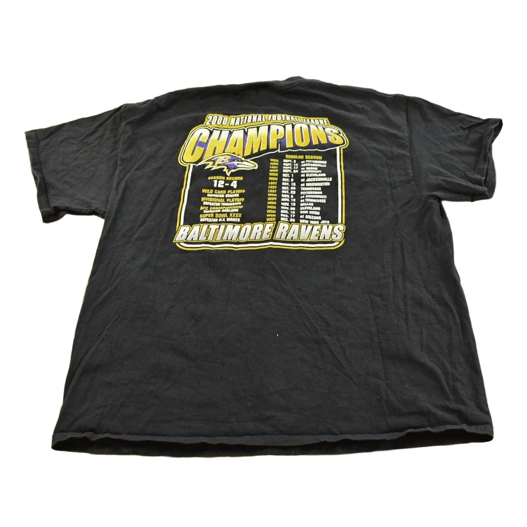 Vintage 2000 Baltimore Ravens NFL Superbowl Champions Graphic T-Shirt Men's XL