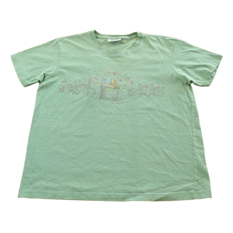 Vintage 1990s Northern Reflections Floral Birds T-Shirt Women's XL