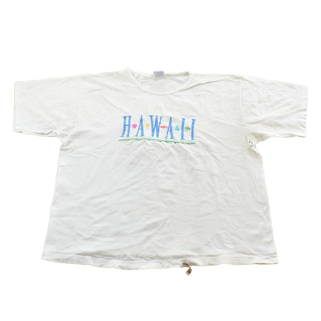 Vintage 1990s Maui Hawaii Embroidered Graphic T-Shirt Women's Cropped L