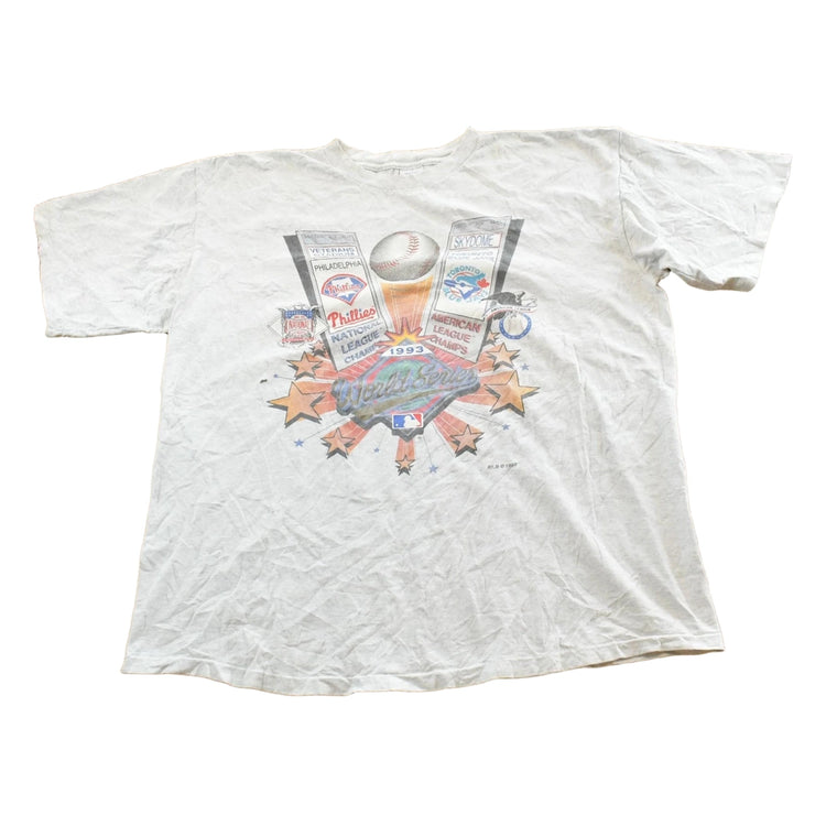 Vintage 1993 Salem Toronto Blue Jays Philadelphia Phillies MLB World Series T Shirt Men's XL