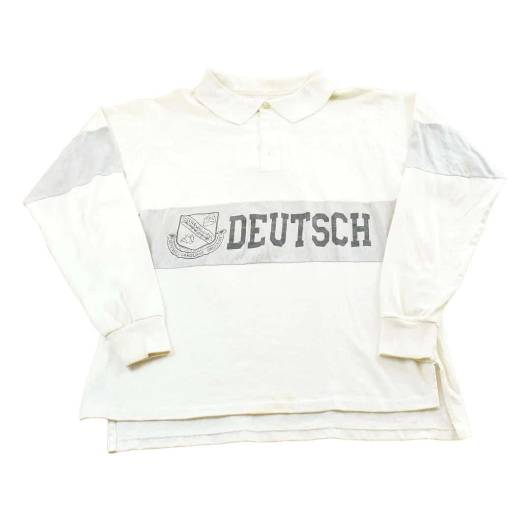 Vintage 1980s Deutsch Germany Polo Long Sleeve Rugby Shirt Men's M