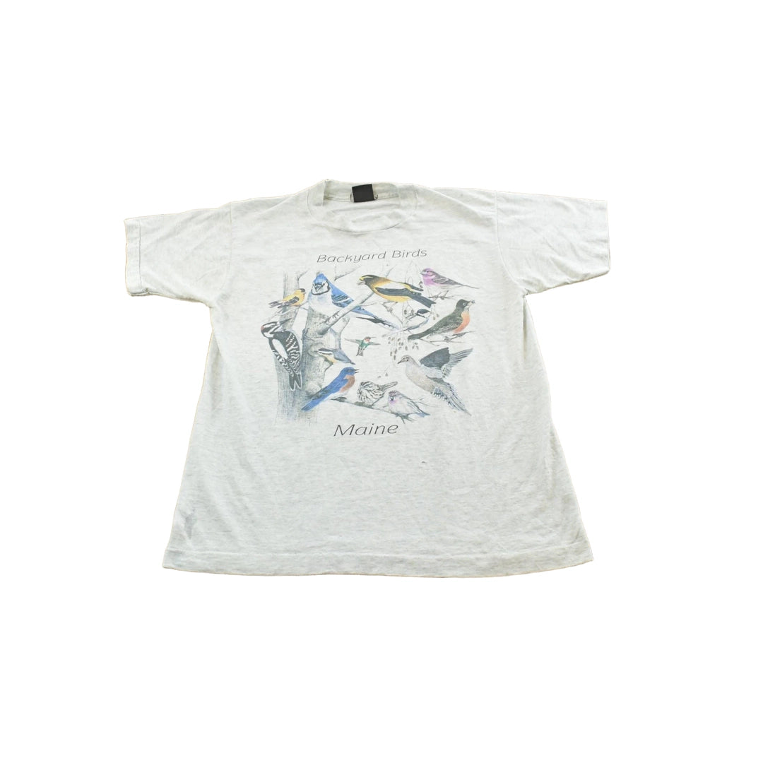 Vintage 1990s Screen Stars Backyard Birds Maine T-Shirt Mens M