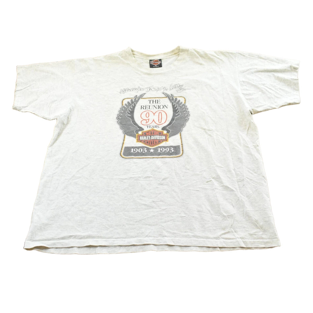 Vintage 1993 The Reunion 90 Years Harley Davidson T-Shirt Mens XL