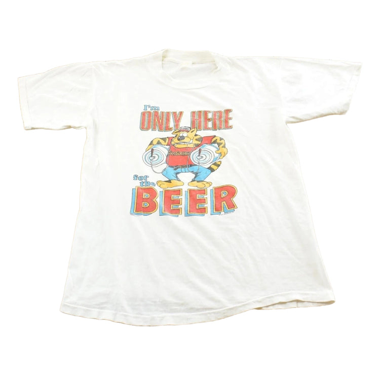 Vintage 1980s Funny Only Here for Beer Graphic T-Shirt Mens M