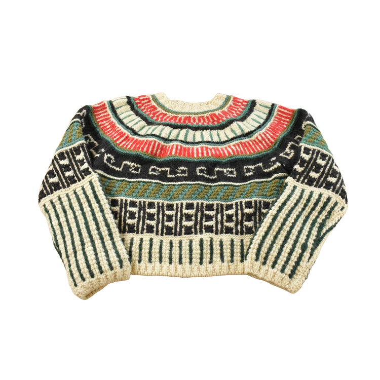 Vintage 1980s Aztec Knit Wool Sweater Women's Large