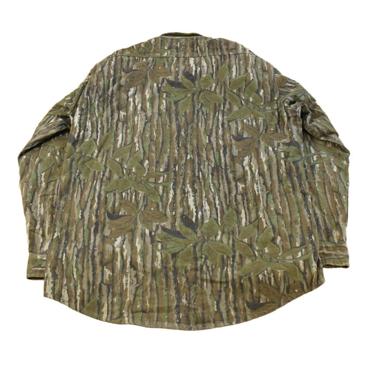 Vintage 1990s Deerskin Real Tree Camo Button Up Shirt Men's M