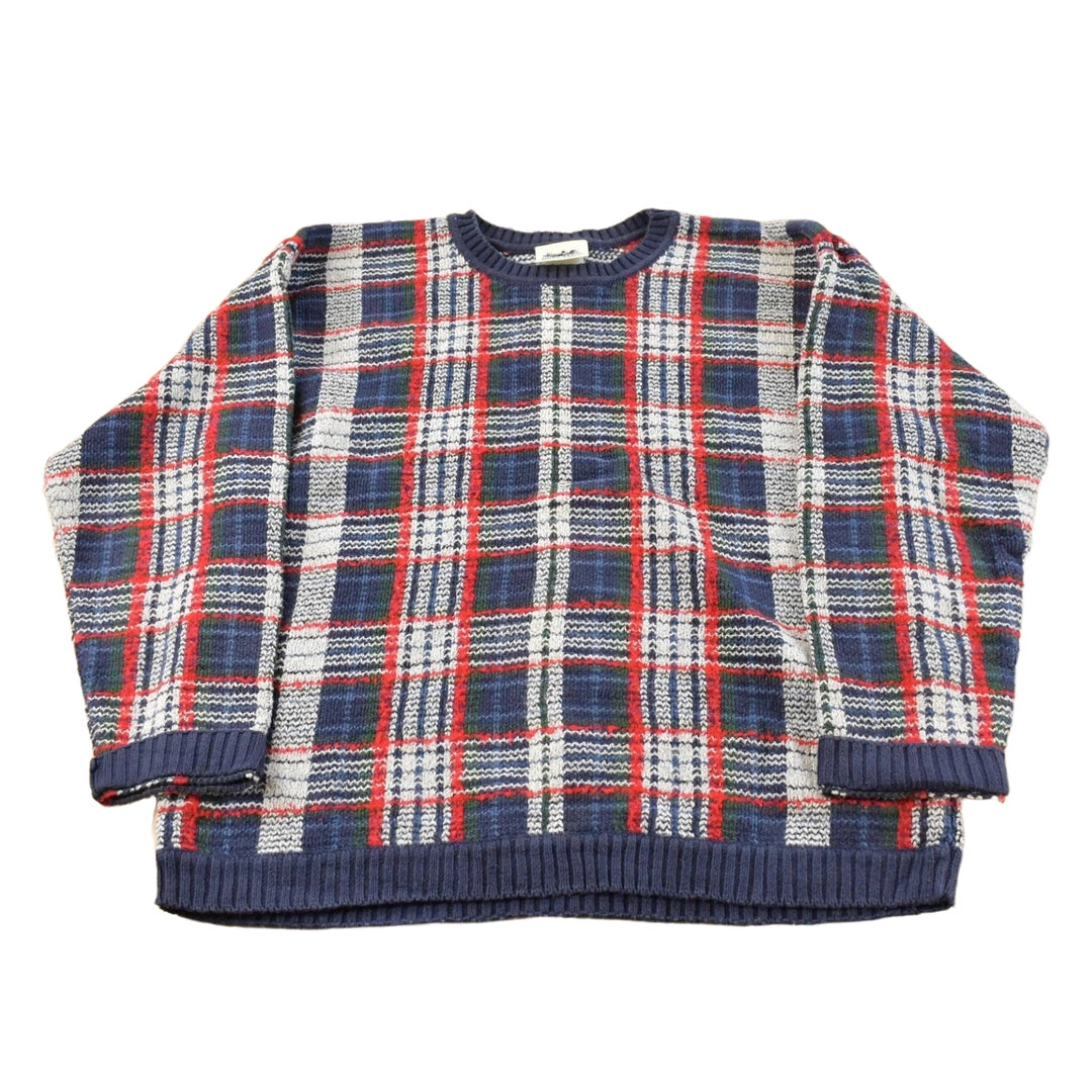Vintage 1990s Northern Reflections Plaid Knit Crewneck Sweater Men's XL