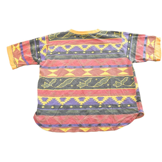 Vintage 1990s Synopsis Multicolor Abstract Striped T Shirt Mens M