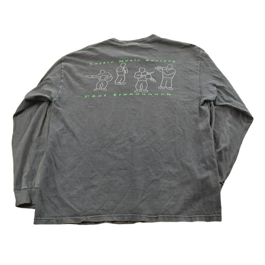 Vintage 1990s Celtic Music Society Long Sleeve Graphic T Shirt Mens L