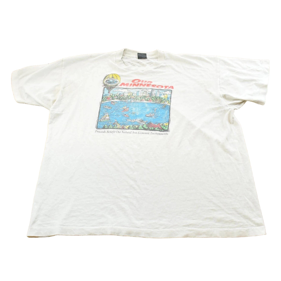 Vintage 1990s Our Minnesota Lake Skyline Single Stitch T-Shirt Mens XL