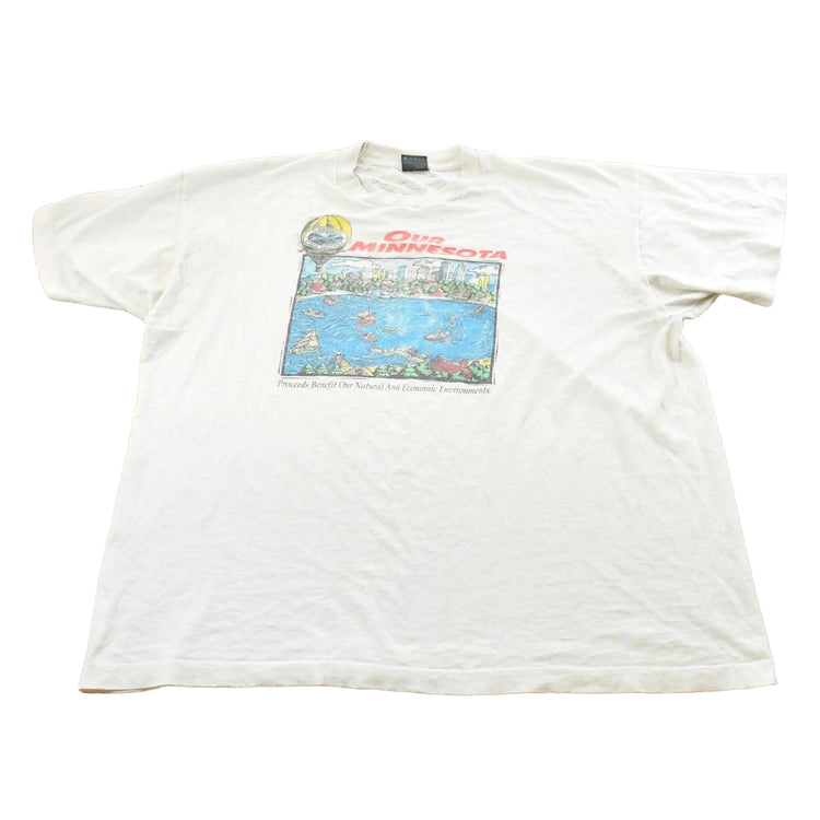 Vintage 1990s Our Minnesota Lake Skyline Single Stitch T-Shirt Mens XL