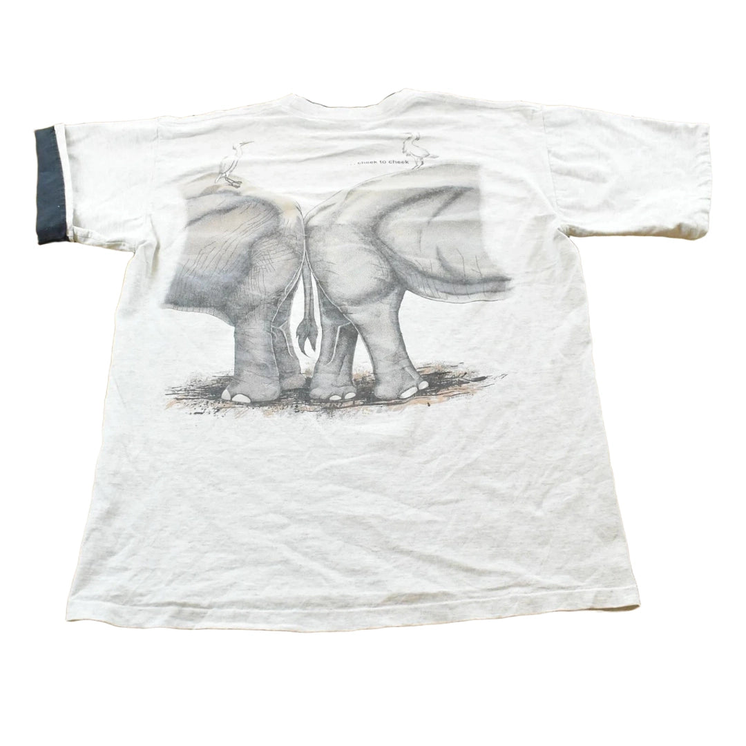 Vintage 1992 Harlequin Elephants Asia Africa Animal T-Shirt Mens L
