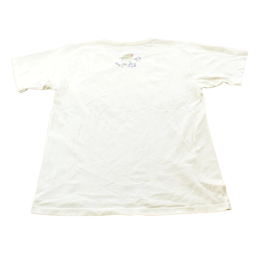 Vintage 1990s Flowers Floral Hummingbird T-Shirt Mens S