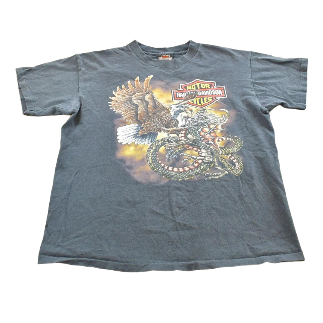 Vintage 1992 Eagle vs Dragon Harley Davidson Sarasota Florida T-Shirt Mens M