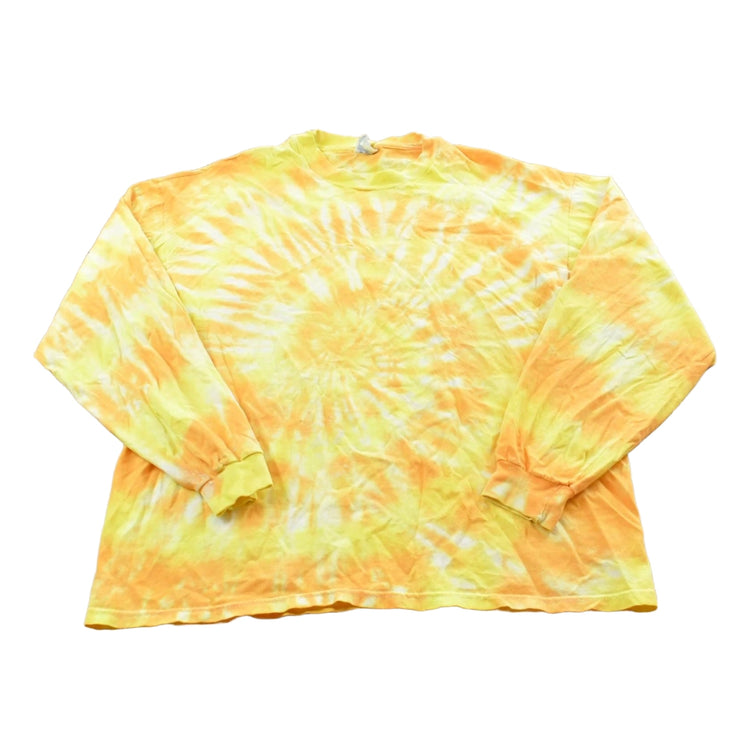 Vintage 1990s Tie Dye Yellow Long Sleeve T-Shirt Mens L