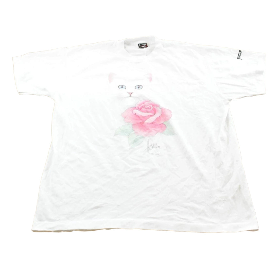 Vintage 1990s Bob Harrison Cat Rose T-Shirt Mens Men's XL