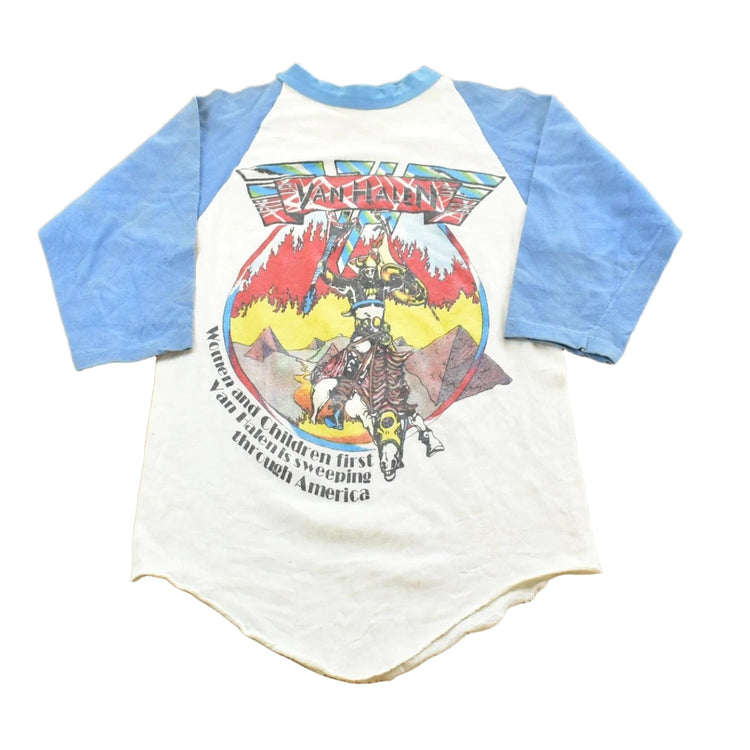 Vintage 1980 Van Halen Women and Children First Pyramids North American Tour Band Raglan T-Shirt Mens XS