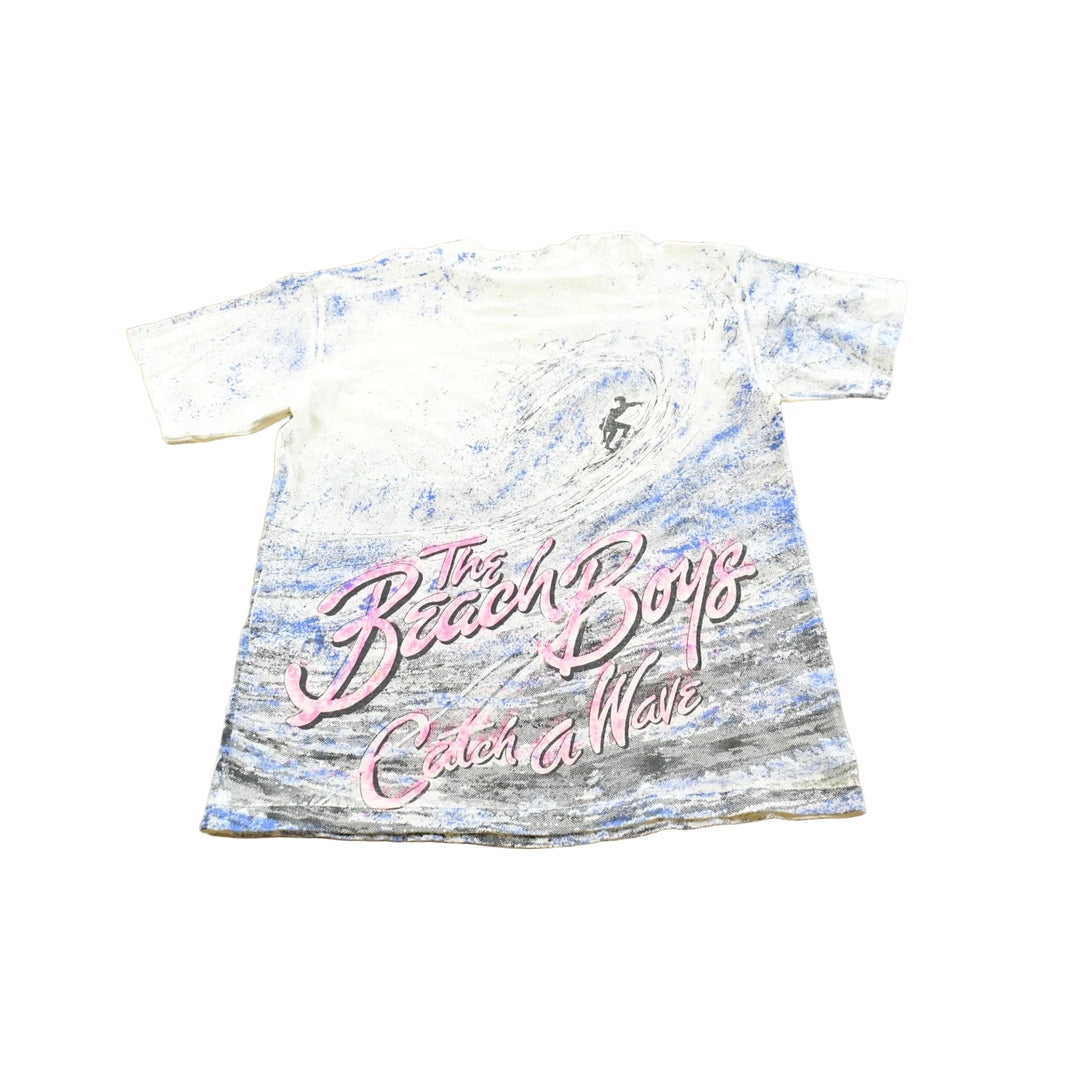Vintage 1990 The Beach Boys Catch a Wave AOP Surfing Rock Band T-Shirt Men's M
