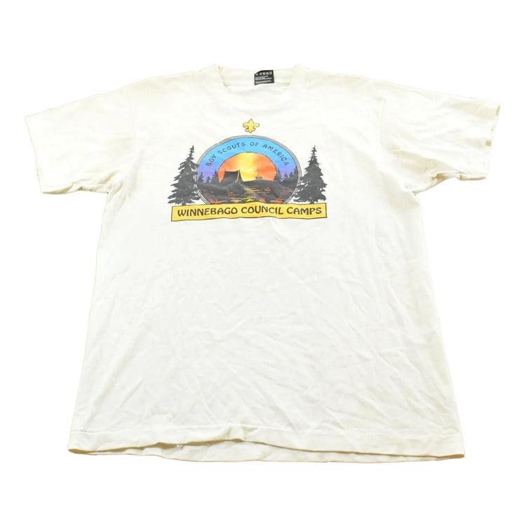 Vintage 1990s Boy Scouts Winnebago Council Camps Graphic T-Shirt Mens M