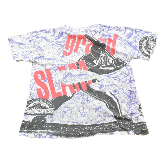 Vintage 1991 Colorado Rockies MLB Grand Slam All Over Print T-Shirt Mens S