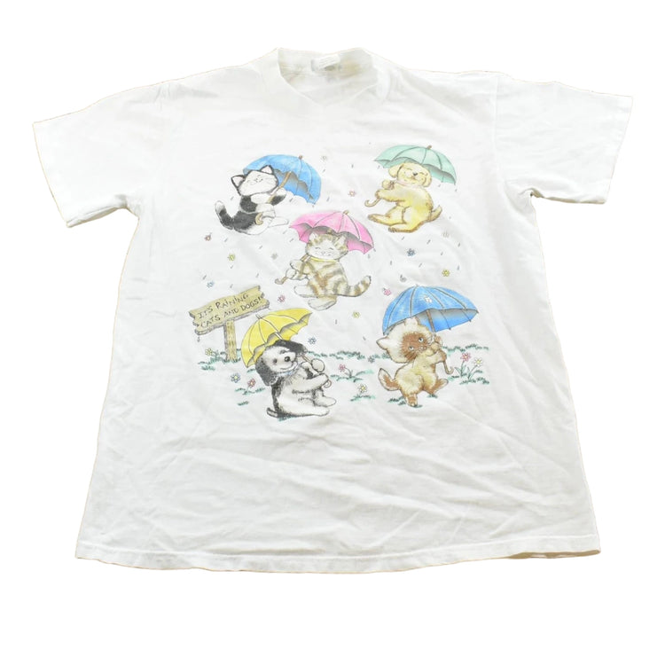 Vintage 1990s Raining Cats And Dogs T-Shirt Mens M