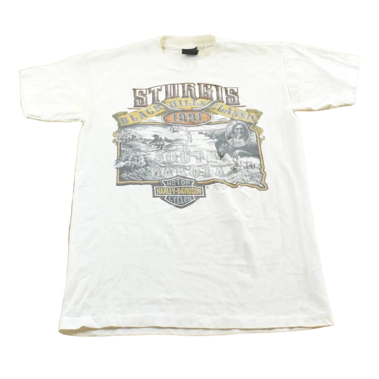Vintage 1991 3D Emblem Sturgis Black Hills Rally Harley-Davidson Motorcycles T-Shirt Mens S