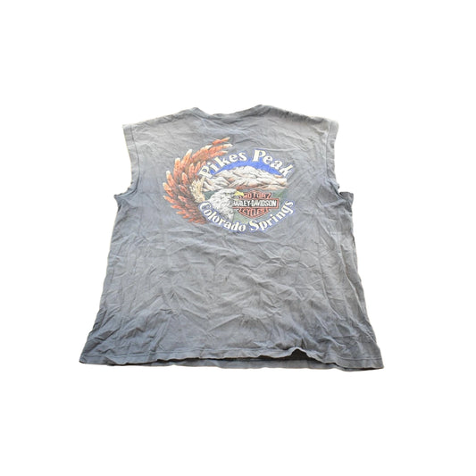 Vintage 1990s Feel the Heat Harley-Davidson Pikes Peak Colorado Biker Tank Top Mens XL