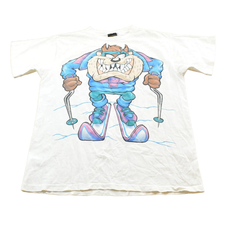 Vintage 1994 Taz Ski Looney Tunes Cartoon Graphic T-Shirt Mens L