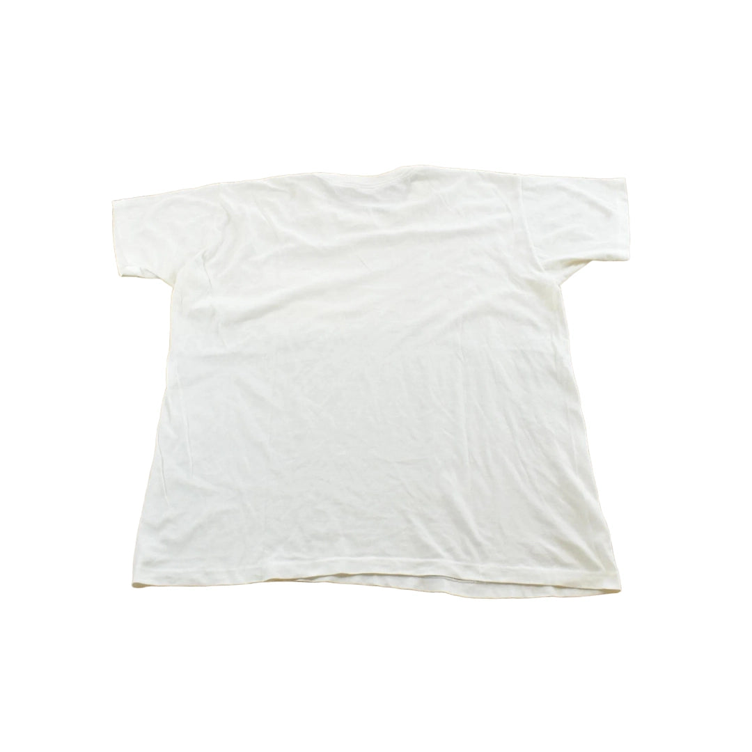 Vintage 1990s Super Faded Threadbare Blank White Pocket T-Shirt Mens L
