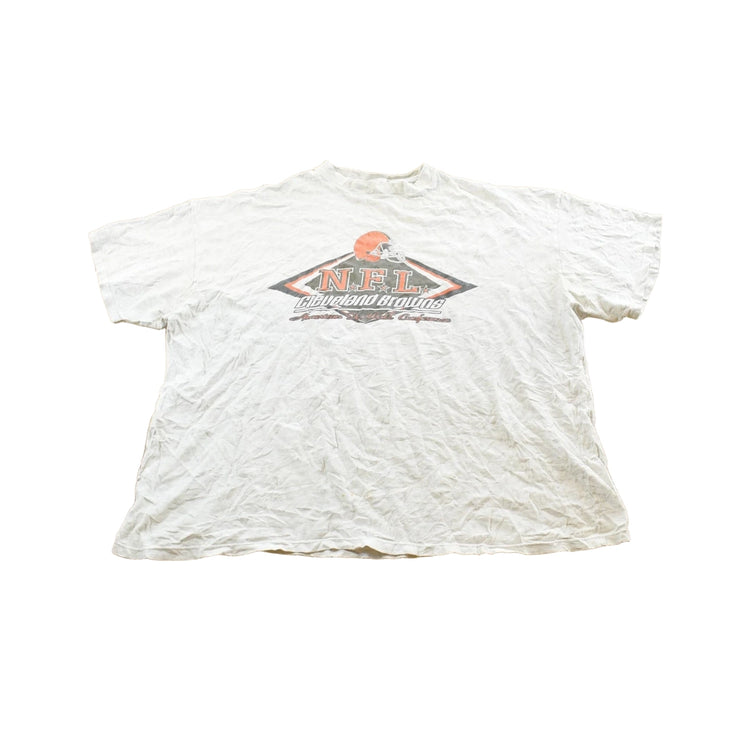 Vintage 1990s Logo 7 Cleveland Browns Football NFL Graphic T-Shirt Mens 3XL