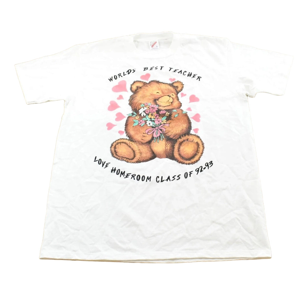 Vintage 1993 Worlds Best Teacher Teddy Bear T-Shirt Men's L