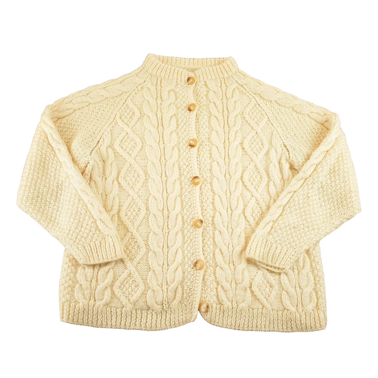 Vintage 1990s Cable Knit Wool Cardigan Sweater Women's L