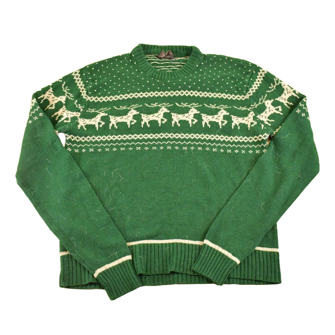Vintage 1990s Horizon Reindeer Christmas Knit Crewneck Sweater Men's L