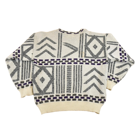 Vintage 1990s Gabrielle Leather Patch Knit Crewneck Sweater Men's M