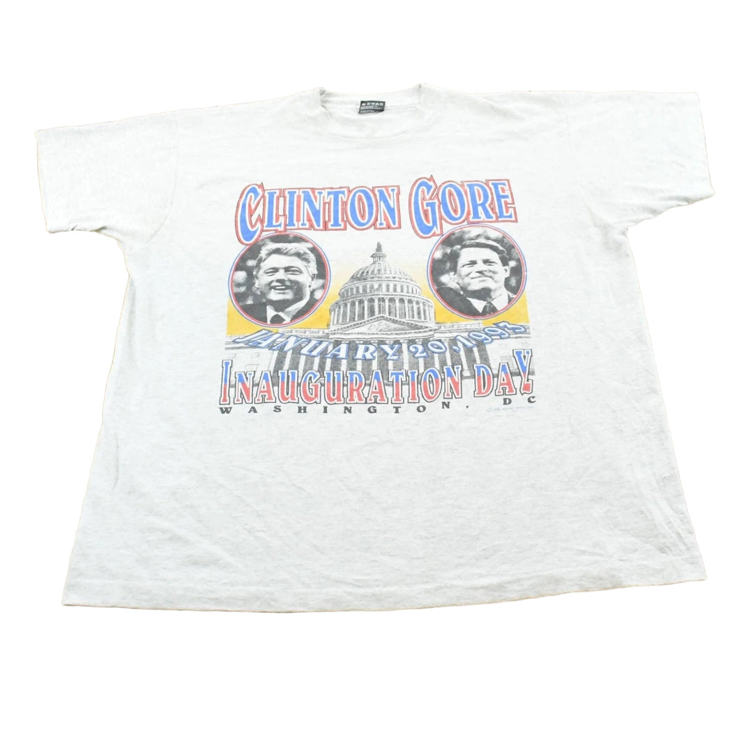 Vintage 1992 Clinton Gore Inauguration Day US President Graphic T Shirt Mens XL