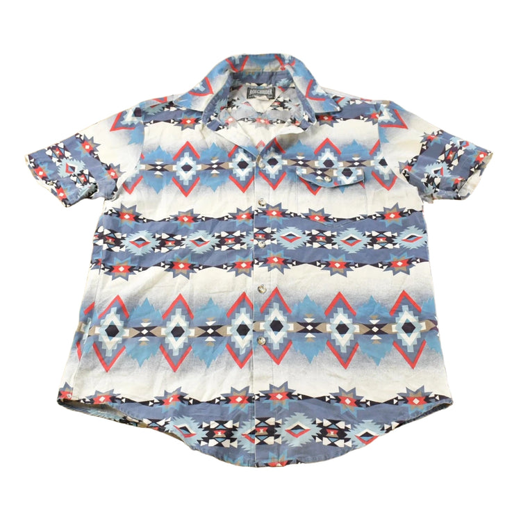 Vintage 1990s Roughrider Western Shirt Plaid Pearl Snap Short Sleeve Button Up Shirt Mens L Men's Medium